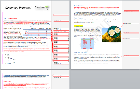 Lots of revisions in Word 2010 Screenshot showing a document in Word 2010 with a lot of revisions